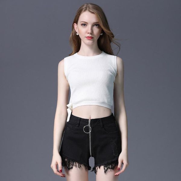 

women's shorts zipper short jeans women korean style casual lace tassel black high waist loose denim woman girls femme, White;black
