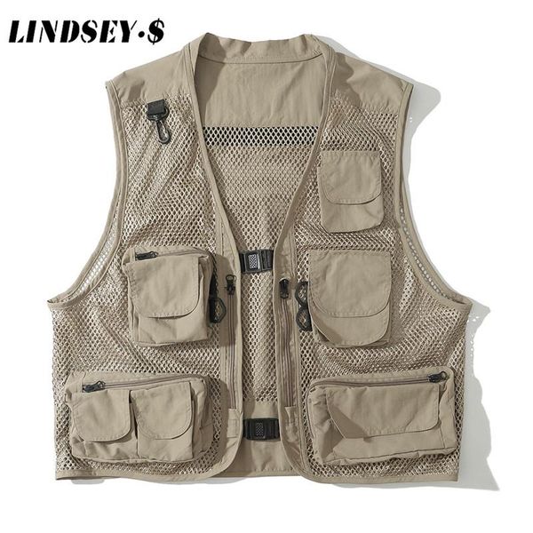 

men's vests men summer vest outdoor multi-pockets pography fishing mesh male waistcoat clothing, Black;white