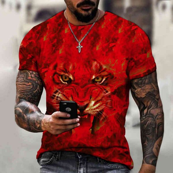 

men's 3d camouflage t-shirt, street short sve, hip hop, animal, hunting, lion, tiger, leisure, summer, White;black