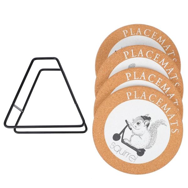 

mats & pads 1 set animal pattern pan pad heat-resistant coffee cup with storage rack