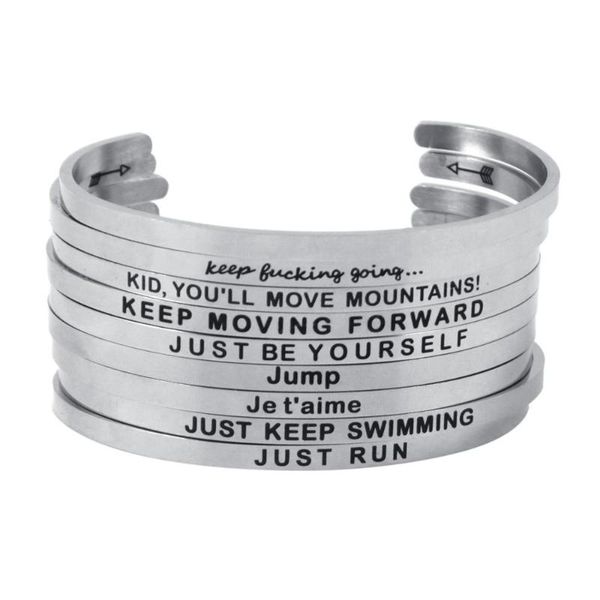 

bangle 316l titanium stainless steel mantra bracelets inspirational quotes bracelets/bangle custom jewelry for women gifts, Black