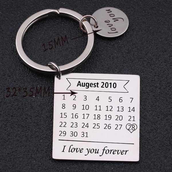 

keychains keychain engraved i love you forever personalized customed name and special date gift for couple lovers' wedding anniversary, Silver