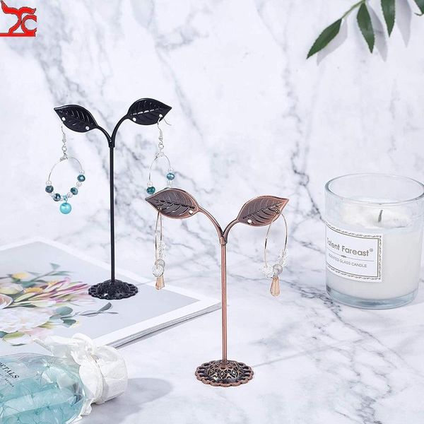 

jewelry pouches, bags t bar earring display stand gold aluminum alloy holder tower for girl women, Pink;blue