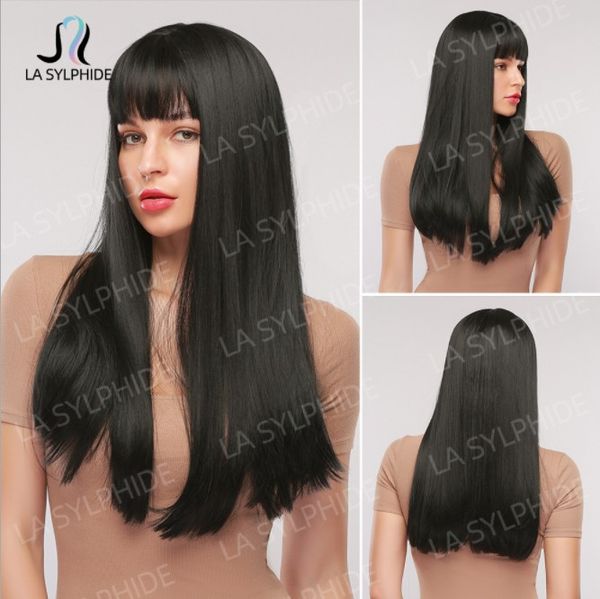 

synthetic straight wigs black long hair high temperature silk quality brand
