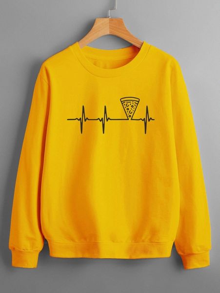 

pizza print round neck sweatshirt 78kn#, White;black