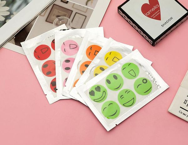 

summer daily smiley face anti-mosquito stickers cartoon mosquito repellent stickers 6 mosquito repellent buckles random colors mild and safe