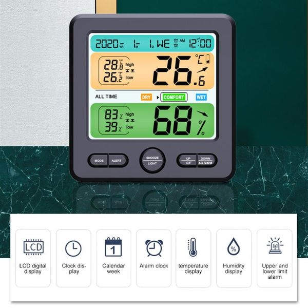 

multifunction digital weather station lcd alarm clock indoor outdoor forecast barometer hygrometer mini desk & table clocks