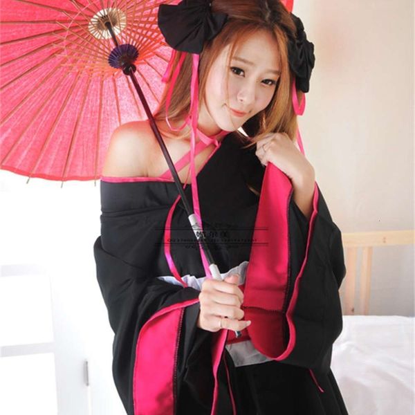 

kimono underwear skirt japane cartoon uniform seductive role play body shaping dew cream suit leg silk stockings, Black;white