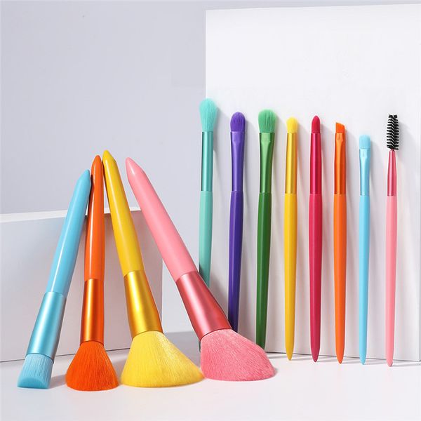 

coloful makeup brushes foundation powder eyeshadow eyeliner blush concealers 12pcs rainbow cosmetic brush tools make up