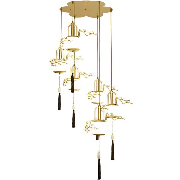 

pendant lamps chinese gold lantern glass lights bedroom el kitchen tea room restaurant flowers hanging lighting