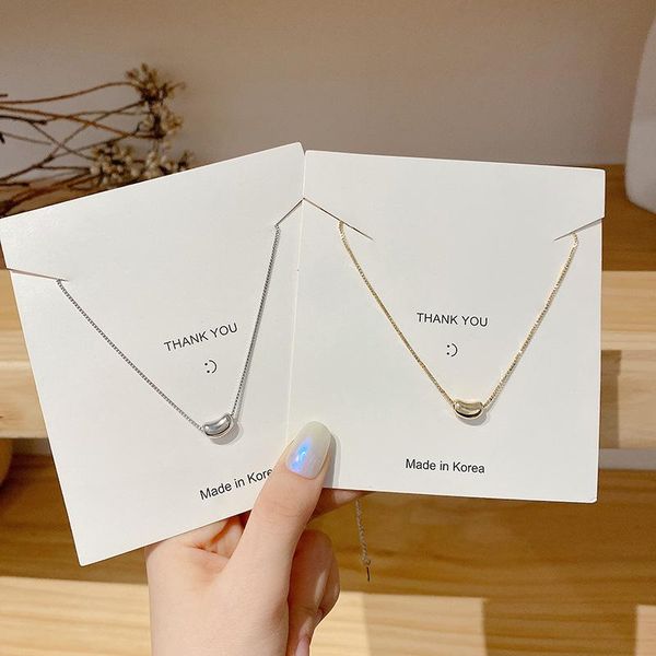 

korean fashion cute temperament beanie necklace female simple wild acacia bean pendant clavicle chain jewelry birthday gift chains, Silver