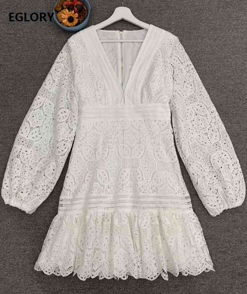 

dresses new lace autumn winter party event women v-neck crochet lace embroidery flowers long sleeve white, Black;gray