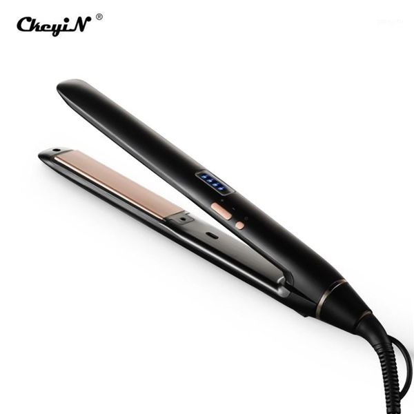 

multifunction electric hair curler straightener dual use styling tool household fast heating curling iron lcd display1, Black