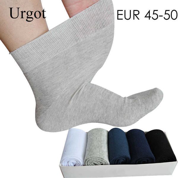 

urgot 5 pairs men's socks large plus big size 48,49,50 all-match casual business anti-odor men socks sox meias calcetines hombre 210727, Black