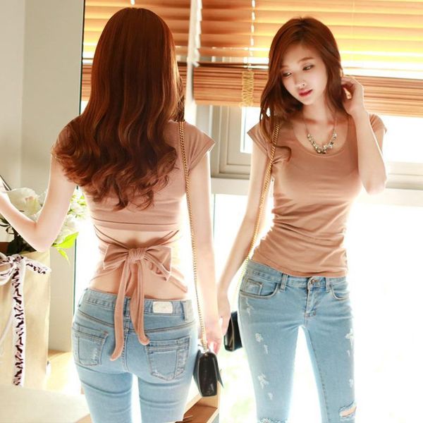 

cotton o neck camiseta mujer women solid summer short sleeve tee femme, White