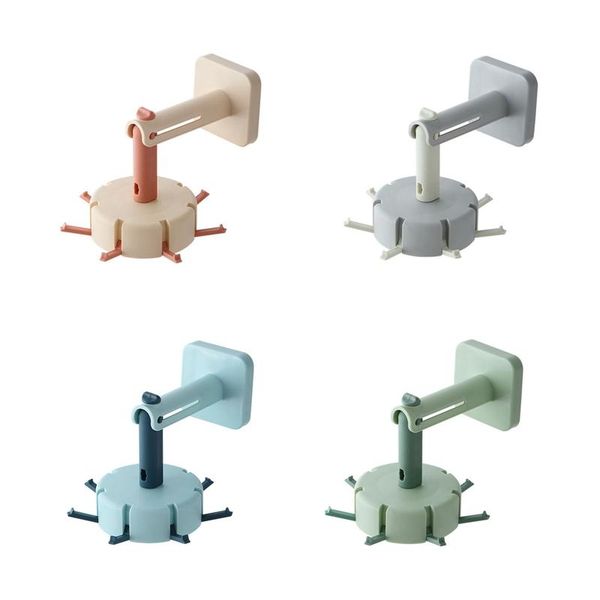 

hooks & rails 4pcs kitchen rotary hook wall hanging non drilling spatula utensils storage rack bath