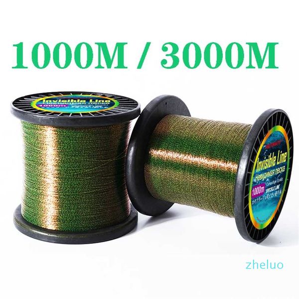 3000m / 1000m Super Forti carpe PESCA PESCA LINEA INVISIBILE LINEA 3D Speckle Sinking Thread Fluorocarbon Linea rivestita 211224