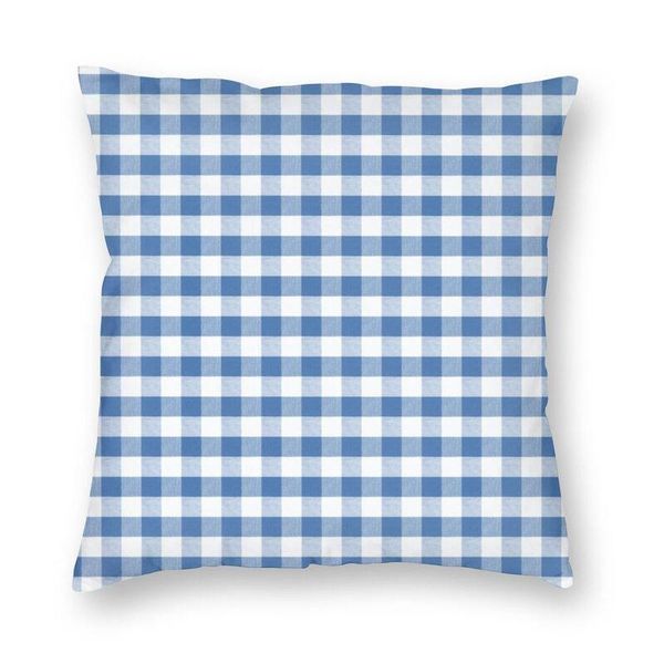 

cushion/decorative pillow blue gingham plaid cushion cover double side 3d print geometric checkered throw case for car cool pillowcase home