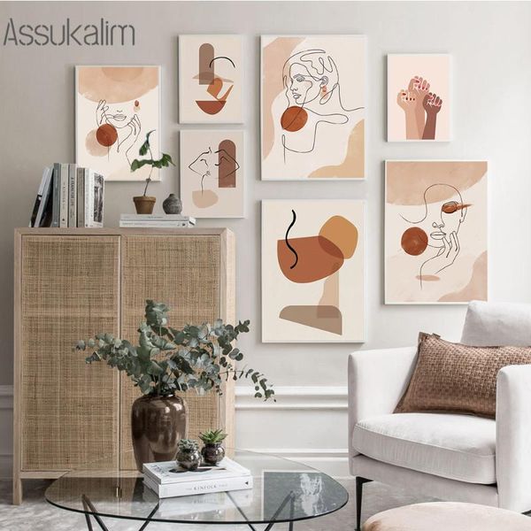 

paintings abstract painting boho wall art print line drawing woman canvas prints vintage posters pictures living room decoration