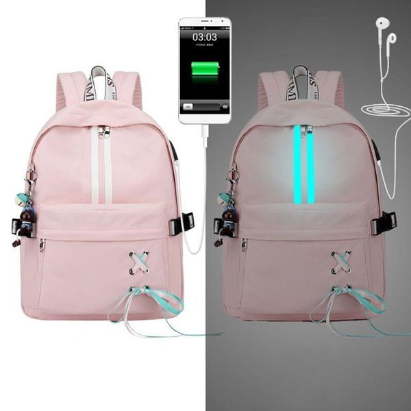 

school bags fashion anti theft reflective women backpack usb charge earphone hole girls travel lapbagpack bookbags j60d