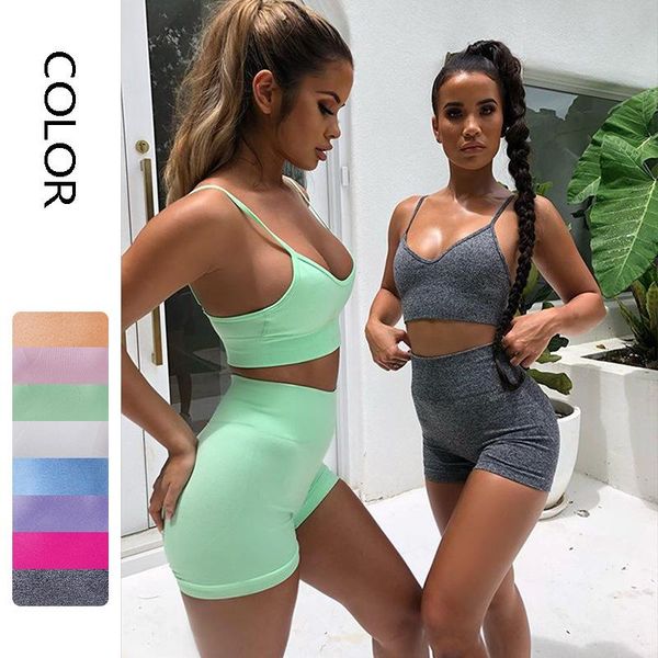 

yoga outfit 2pcs set seamless women sports workout shirts sport bra hight waist leggings gym