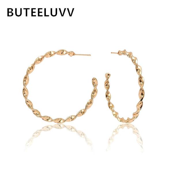 

Vintage Classic Spiral Hoop Earrings For Women Elegant Minimalist 5 Cm Gold Big Round Fashion Jewelry & Huggie, Golden;silver