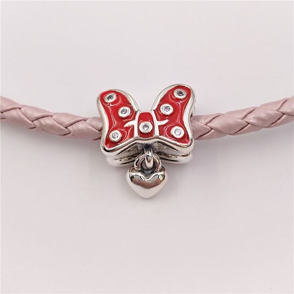 925 Sterling Silber Schmuckherstellung von Pandora Style Disny Miny Mouse Pavé Bow Charme Kette Kette Bangles Mutter Tochter Armbänder für Frauen Halsketten 7501057371131p