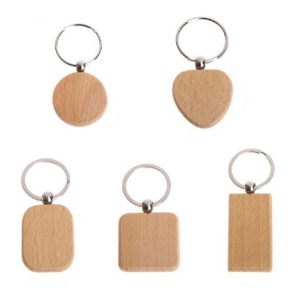 100 пустых деревянных брелок DIY деревянный брелок ключ бирки анти-потерянные деревянные аксессуары подарок (смешанный) H0915