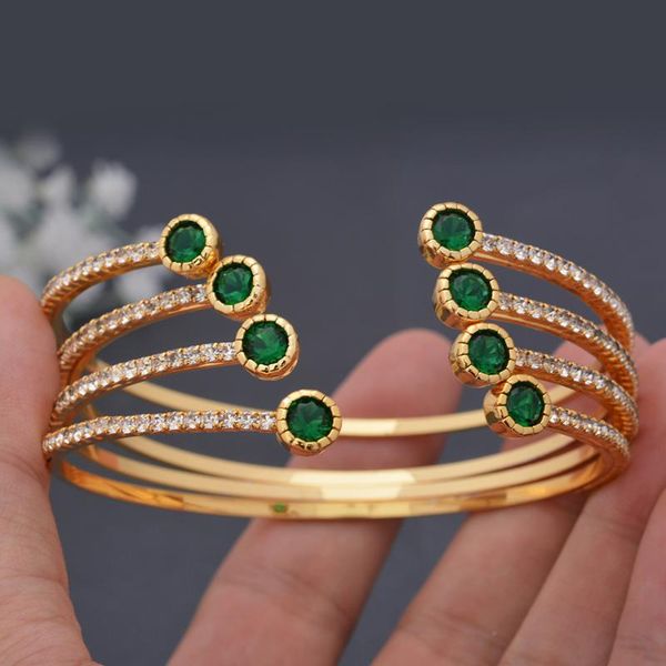 

bangle 4pcs/set green dubai ethiopian gold color cuff bangles for women girls wife african arab bracelet jewelry holiday gift, Black