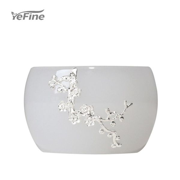 YeFine White Porcelain Jade Mei LAN Zhu Ju Intarsiato Silver Master Cup Set da tè Tazze Piattini