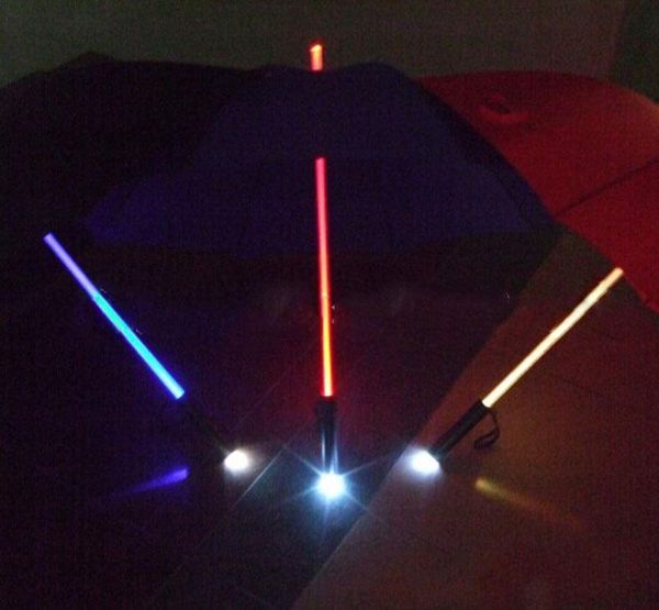 

umbrellas 4 colors 8 bone charming adults led umbrella women men light flash glow in the dark rain protection birthday christmas gift