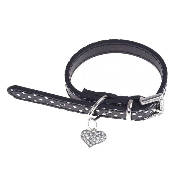 

dog collars & leashes black pu leather cats pets puppy neck safety xs