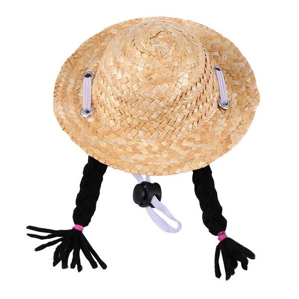 

pet straw hat cat wig adorable cap lovely sunhats for cats dogs costumes