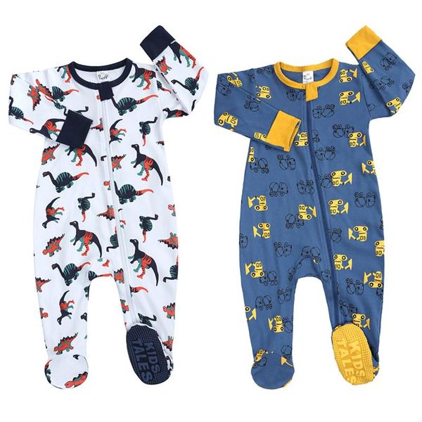 

jumpsuits baby zipper overall romper born cartoon printed zip front non-slip footed sleeper pajamas boys girls winter warm, Blue