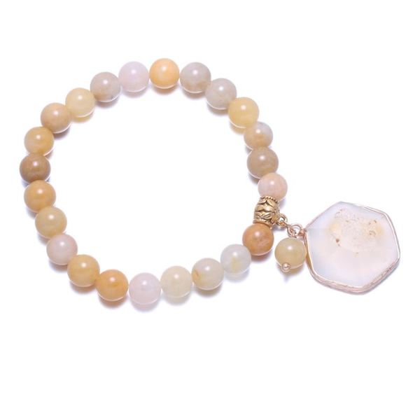 

beaded, strands high-quality bracelets natural stone z round beads with agate pendant bangle for women's party wedding jewelry gifts 19, Black