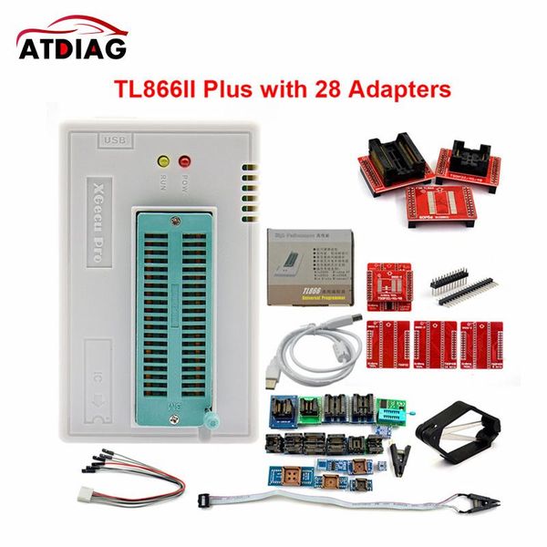 

100% original v9.0 tl866ii plus universal minipro programmer+28 adapters+test clip tl866 pic bios high speed programmer diagnostic tools