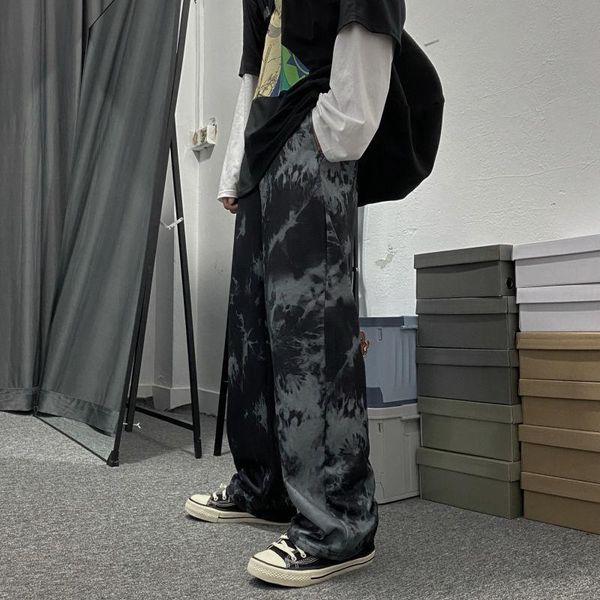 

women's pants & capris streetwear tie dye wide leg women harajuku hippie black oversize trousers for female gothic jogging sweatpants, Black;white