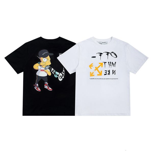 

fashion brand off 2021 spring summer new style green blue melting gradient short sleeve casual lovers t-shirt batch, White;black