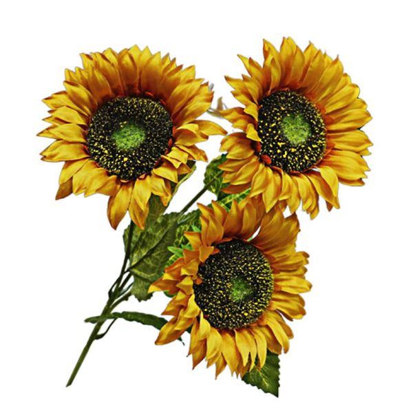 

decorative flowers & wreaths silk cloth fake sunflower pastoral living room with leaves home diy artificial 3 head colorful lightweight