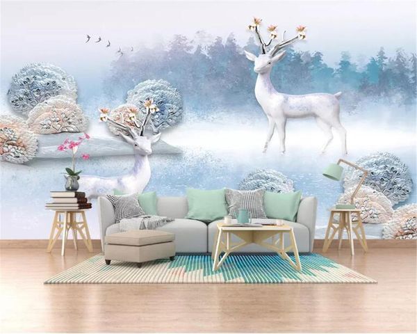 

wallpapers custom po murals modern minimalist embossed abstract landscape elk living room sofa bedroom tv background wall 3d