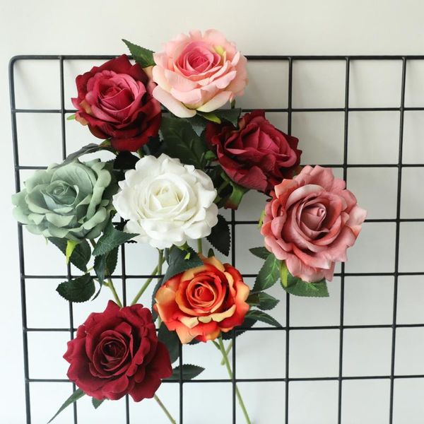 

decorative flowers & wreaths artificial silk rose branch for valentine's day gift decoration fake roses flower red white weddin