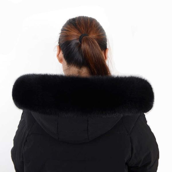 

qearlstar natural fox fur collar for women hood black real fur scarf winter warm high-quality coat cap collar z119 h0923, Silver