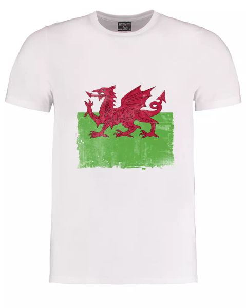 

Welsh flag- Wales national pride country symbol Men's t-shirt, White;black