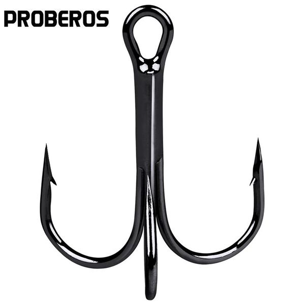

proberos fishing hook black color fishhook overstriking antirust tackle 3/0#-10# high carbon steel treble hooks