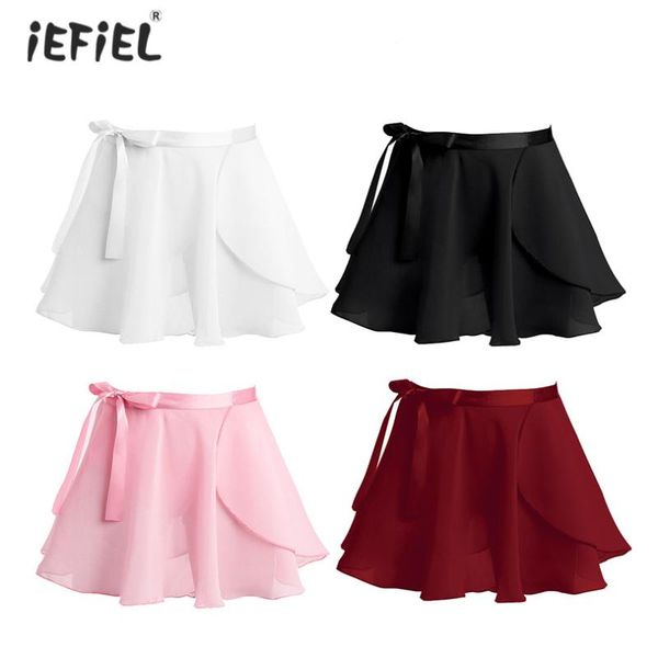 

skirts iefiel ballet dance girls skirt basic classic lightweight chiffon mini kid ballerina skate tutu with waist tie
