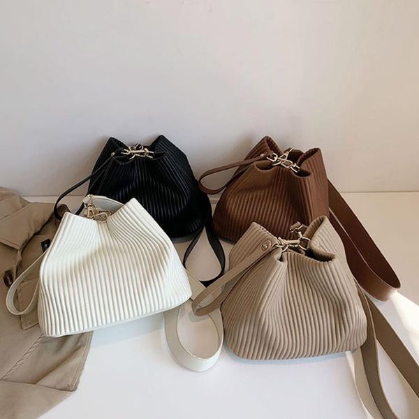 

evening bags women fashion pu leather bucket crossbody simple solid color shoulder female daily small messenger handbags