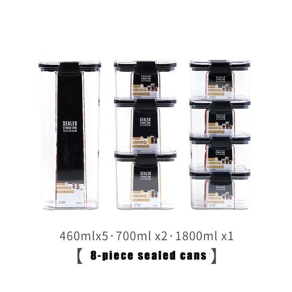 

storage bottles & jars 8 piece set food container plastic kitchen refrigerator noodle box multigrain tank transparent sealed