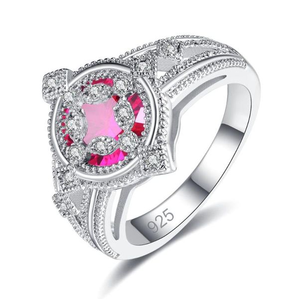 

cluster rings jrose wedding bands ring for women size 6 7 8 9 925 silver jewelry engagement sliver colored stone, Golden;silver