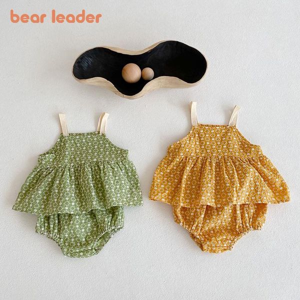 

clothing sets bear leader toddler baby casual clothes 2021 fashion infant girls cute sling vest shorts outfits born floral suits, White