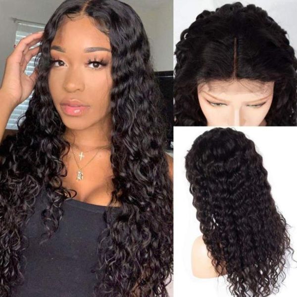 

lace wigs hairmoda water wave 4x4 closure human hair for women remy 180% density brazilian, Black;brown